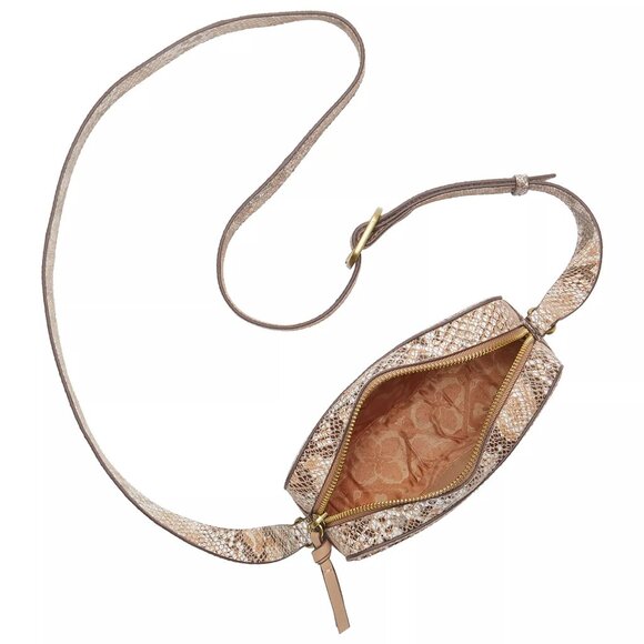 LUCKY BRAND Mora Leather Crossbody - Snakeskin Embossed Camera Bag - NWT - Picture 3 of 12